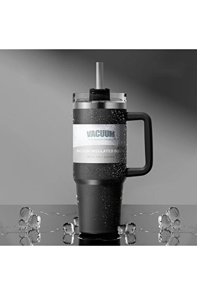 Generic YHKEMA 40oz Stainless Steel Tumbler with Handle & Straw - Double Wall...