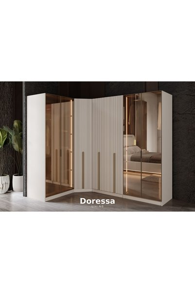Doressa Living Noyer 7 Kapılı 4 Reflekte Camlı Köşe Gardırop