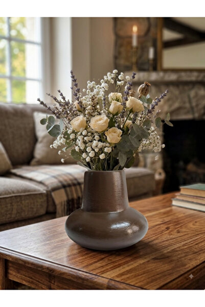 Be Candlous Camber Decorative Concrete Brown Vase, Knotted Decorative Vase, C...