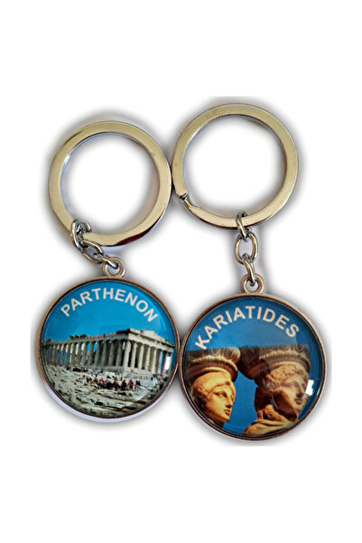 Bestgifts Γυάλινο μπρελόκ διπλής όψης Παρθενώνας-Καρυατίδες