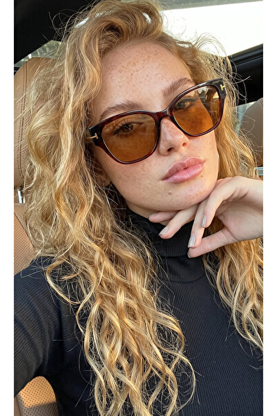 funeyes Rosa Brown Trend Color Cornered Slanted Large Cut Sunglasses Glass Uv...