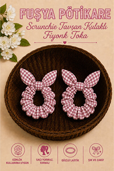 Hophera Pötikare Scrunchie Rabbit Ear Bow Hair Clip Strong Elastic Hair Clip ...