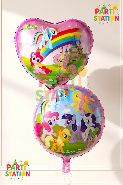 Parti Station My Little Pony Balon Seti 2 Parça Kalp ve Yuvarlak Balon 45 cm