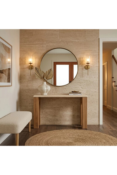 Al Hadaya Mall Wooden Console Table with a Modern and Elegant Design-Brown an...