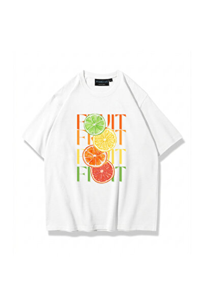 Gölge Store Unisex Fruits Tshirt White Printcraft