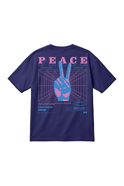 barsdepo Υπερμεγέθες Unisex T-Shirt – Μπλουζάκι με στάμπα Peace, Ρετρό Street...