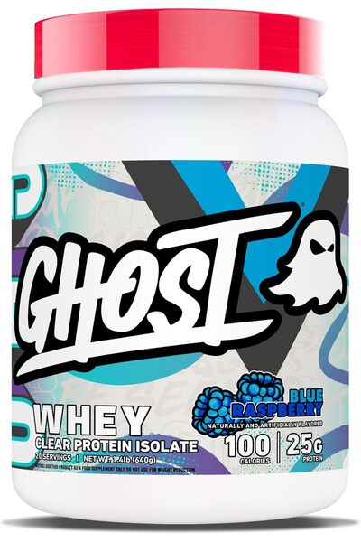 Ghost Clear Whey Protein Powder - Blue Raspberry, 1.4 LB | Whey Isolate Post ...