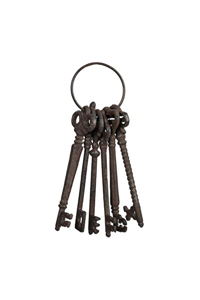 Ayawaska Set de 6 chei decorative din fonta cu aspect antichizat, accesoriu d...