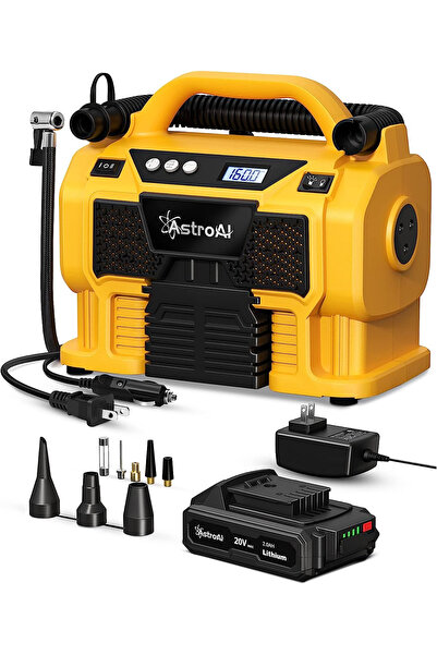 AstroAI Compresor portabil cu acumulator 3PLYE, 12V DC, 160PSI, Digital, Stru...