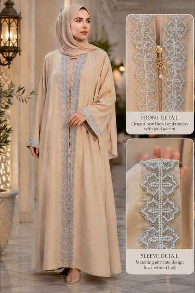 Generic Brand Pearl Embroidered Luxury Abaya