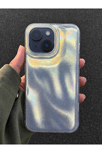 MUSSTECH Iphone 13-14-15 Uyumlu Simli Holografik Gökkuşağı Yansımalı, Kamera ...