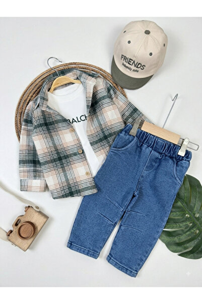 bebendy baby&kids Lumberjack Shirt, Hat, Badge, Lycra Jean Pants, 4-Piece Bab...