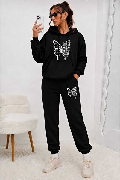 CLOTHES33 Hooded Sweatshirt 2-Piece Combination Winter Shardooned White Butte...
