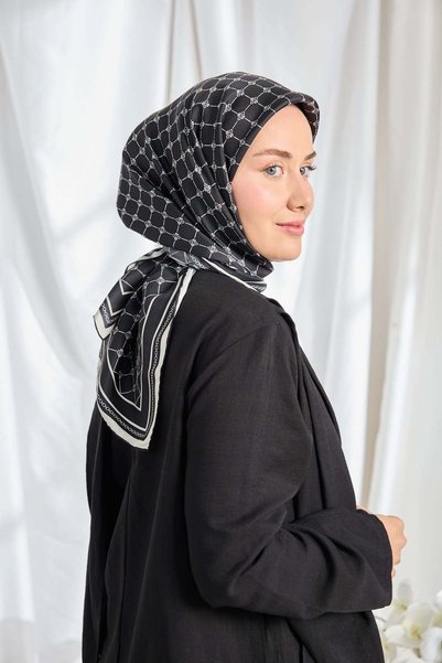 Silk Home Eșarfă din mătase twill Monogram Negru