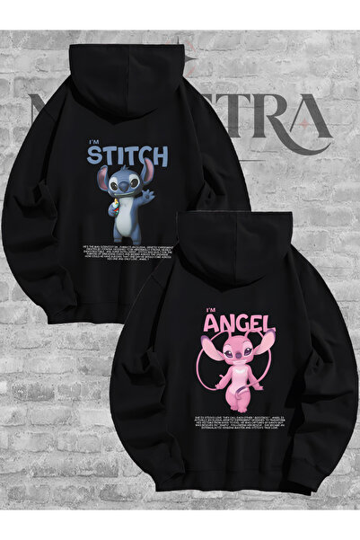 Modetra Women Men Unisex Angel Lilo Stitch Printed Back Print Lover Couple Co...