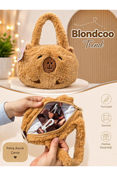 Blondcoo Trend Capibara Figürlü Yumuşak Peluş Kız Çocuk Genç Omuz Çantası