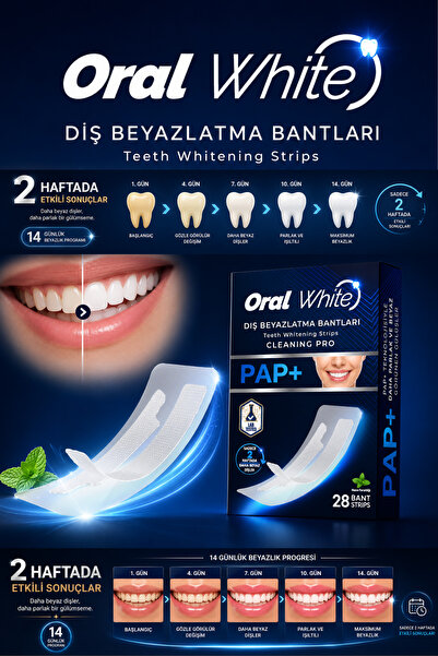 Oral White Cleaning Pro PAP+ Diş Beyazlatma Bantları – 28 Bant / 14 Günlük Program