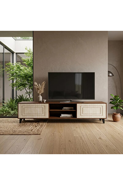 Al Hadaya Mall Wooden Plasma Table with a Modern and Elegant Design - Brown a...