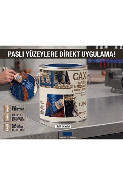 caxcolors CAX Pas Üstü Direkt Uygulanan Antipaslı Sentetik Metal Boyası 1 Lit...
