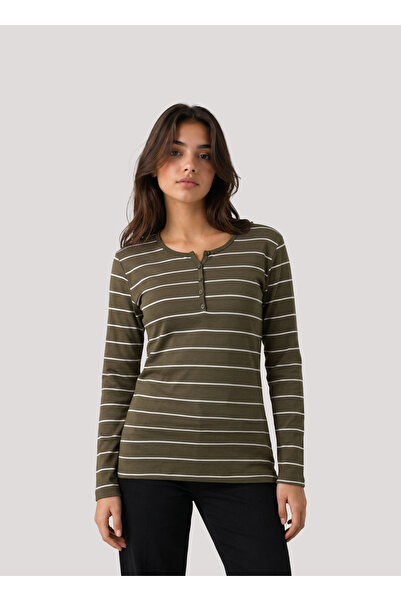 Trendingsize 100% Cotton Striped Long-Sleeved Mother's Blouse