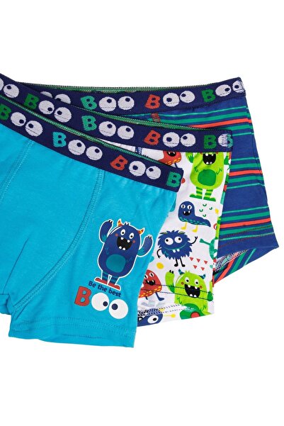 OEM Set de boxeri pentru băieți Boo Monster - Albastru, Alb și cu dungi (3 bu...