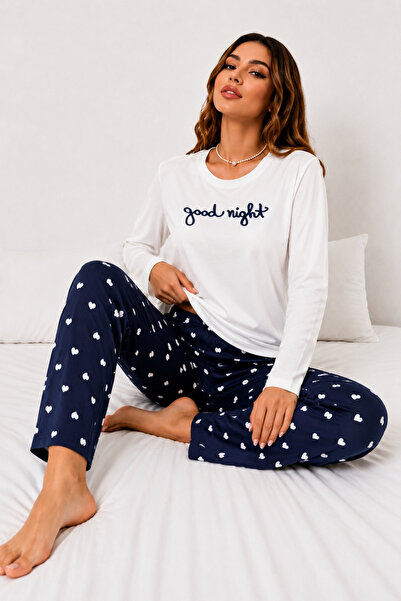 Zaya Homewear Uzun Kollu Good Night Pijama Takımı Süpersoft Basic Süprem