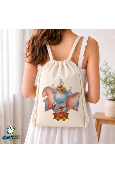 Ghostbastır Design Dumbo Drawstring Linen Bag C081