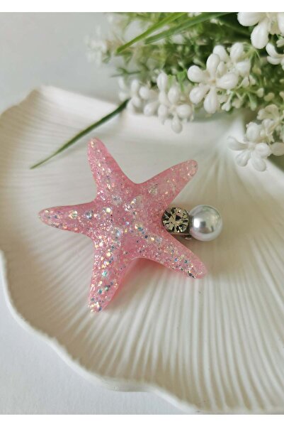 Halley Concept Sparkling Dark Pink Stone and Pearl Detailed Starfish Clasp 5....