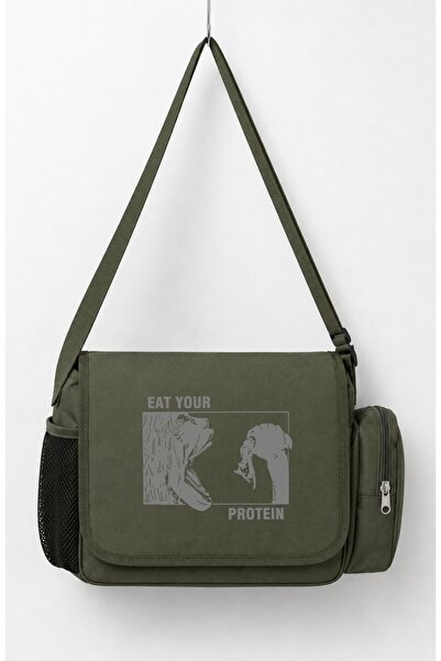 Fuddy Moda Geantă unisex Attack On Titan Eat Your Protein cu imprimeu anime