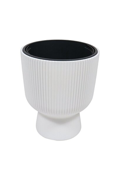 OEM Ghiveci din plastic Milly, cu masca, interior, alb, 30 x 35.5 cm