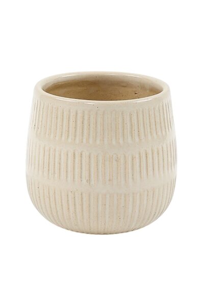OEM Ghiveci ceramic, interior, rotund, bej, 14.5 x 13 cm, Stripes