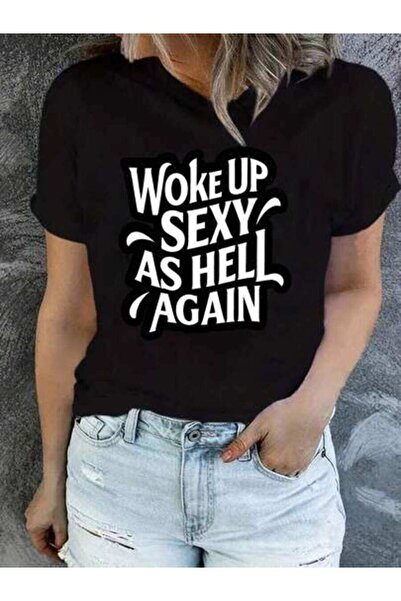 2BIR Oversized Women's T-Shirt, Loose Fit, Flat Print Woke Up Feeling Incredi...