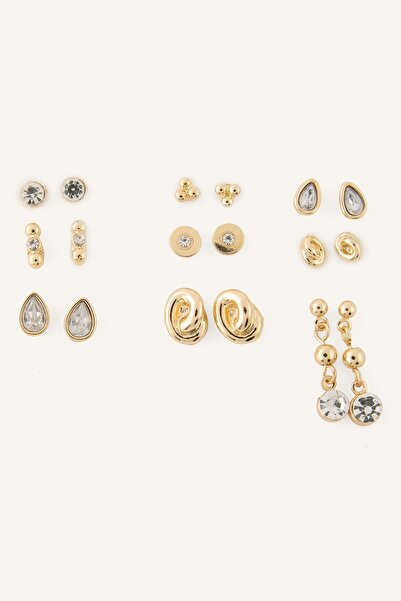 DeFacto Women's 9-Piece Stone Detailed Multi Earring Set I1377Axns