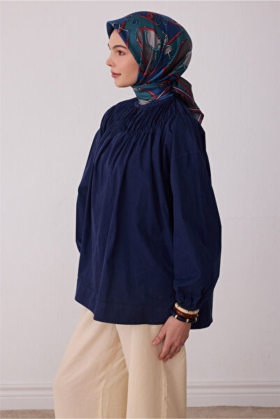 Belli Mor Geometrik Desen %100 Twill İpek Eşarp 4400-04