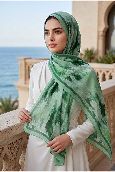 EBRUTESETTÜR سلسلة شالات بنمط الباتيك باللون الأخضر