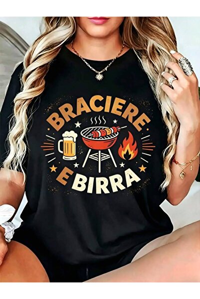 21JNRY Casual Graphic Women's T-Shirt Braciere E Birra BBQ Beer Design Summer...