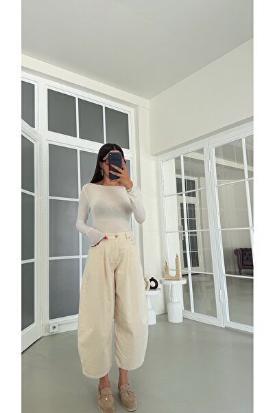 GAUS CO Krem Balon Denim Pantolon GAUS-01883
