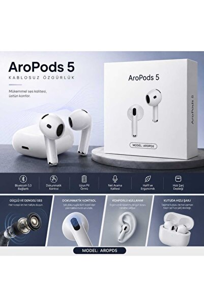 Linktech QTC-T150 AroPods 5 Ios Android Uyumlu Dokunmatik Bluetooth Kulaklık