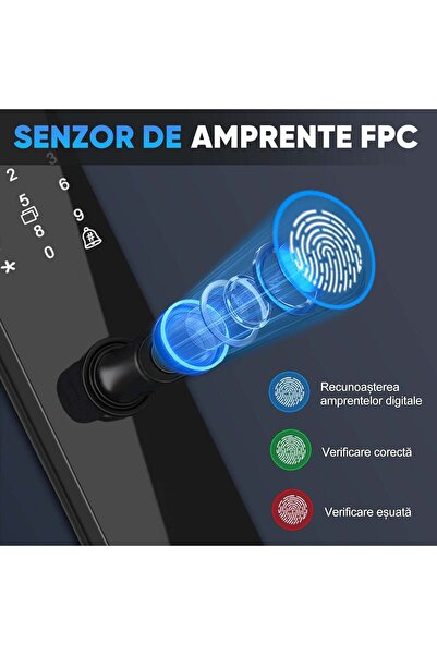 Generic Yală inteligentă WiFi cu , control aplicație Tuya, card și parolă, negru