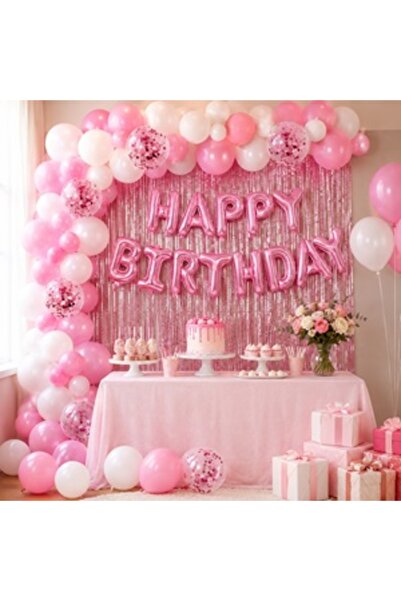 OEM Pink Happy Birthday Party Decorations Set 73pcs