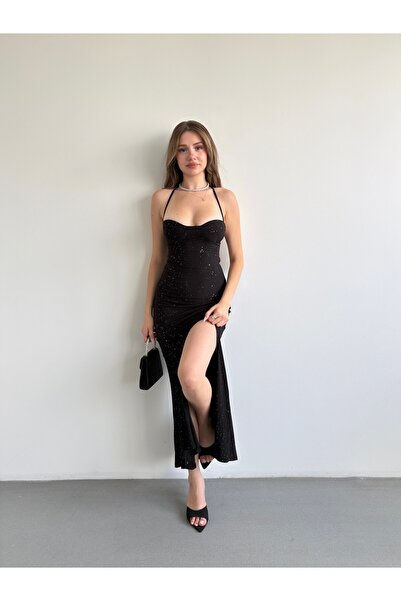bbeox.com Simli Gloplu Sandy Elbise