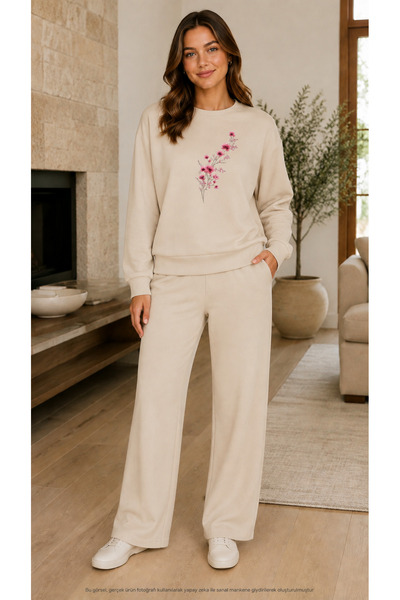 EMMODA Women's Cherry Blossom Printed Tracksuit Set–Round Neck Printed Sweats...