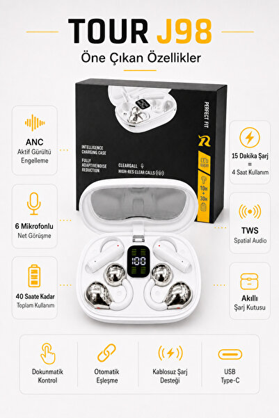 Barbanti ANC TWS Bluetooth Kulaklık 6 Mikrofon 40 Saat Pil Akıllı Şarj Kutusu...