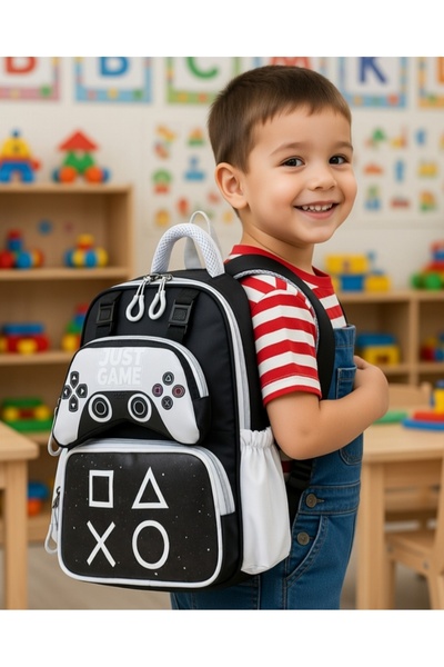 KY A Quality Gamer Gray Kindergarten Daycare Daily Use Boys' Backpack Waterpr...