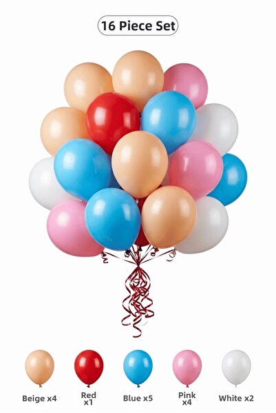 BALOMİS Fun Surprise Balloon Set Skin Color Pink 16 Pieces Celebration Party ...