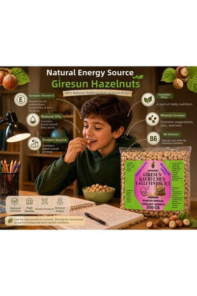 APİMED Giresun Roasted Oil Hazelnuts 500 Gr – 100% Natural Local Hazelnuts |   High Fat Content Premium Giresun Hazelnut
