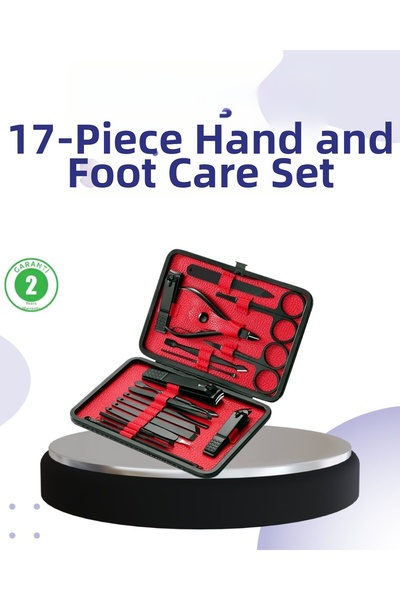 northcity n 17-Piece Manicure Set with Portable Leather Case - Professional C...