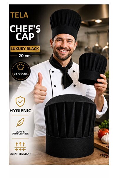 figanlar ambalaj Tela Chef Capă de lux NEGRU 20 cm De unică folosință Nonțesu...