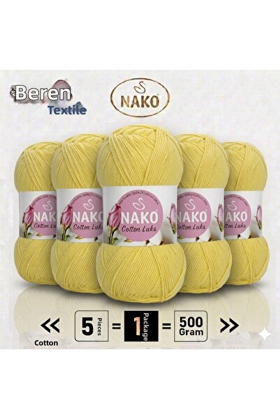 NAKO Cotton Lüx - 97554 Lemon Yellow - 5-Pack - 100Gr/330M - Cotton Cardigan ...