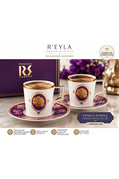 R-EYLA R'Eyla X Rivadossi Sandro Venice Purple 24K Gold Detailed Turkish Coff...